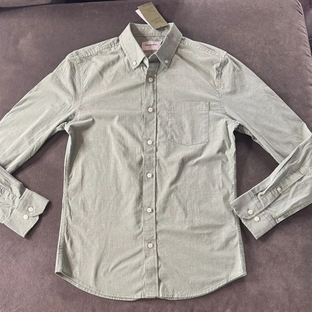 Goodfellow & Co Men's Green Poplin Button Up Slim Fit Shirt Long Sleeve S NWT